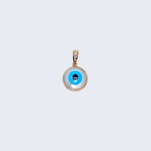 14K Gold Circle Blue Evil Eye Pendant Charm 14K Gold Circle Blue Evil Eye Pendant Charm