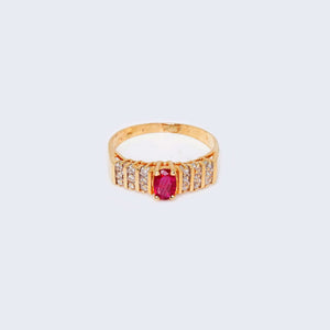 14K Yellow Gold Ruby Stone & Diamond Ring 14K Yellow Gold Ruby Stone & Diamond Ring