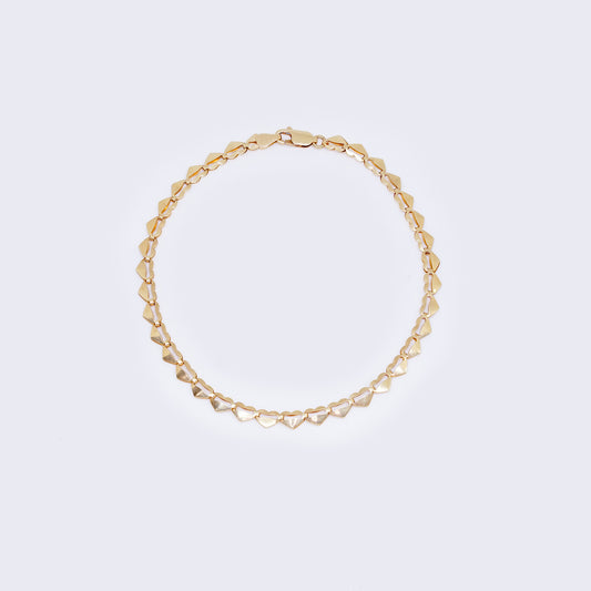 14K Heart Anklet Link Chain Bracelet