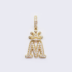 14K Cubic Zirconia "M" Initial Gold Crown Charm 14K Cubic Zirconia "M" Initial Gold Crown Charm