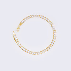 14K Yellow Gold Cuban Pave Chain Ankle Bracelet 10" 6mm Thickness 14K Yellow Gold Cuban Pave Chain Ankle Bracelet 10" 6mm Thickness