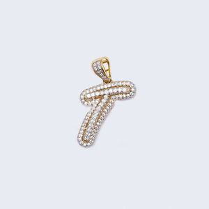 14K Gold Iced Out Initial Alphabet Filled Letter “T” Pendant Charm 14K Gold Iced Out Initial Alphabet Filled Letter “T” Pendant Charm