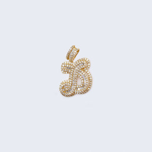 14K Gold Iced Out Cursive Letter "D" Pendant Charm 14K Gold Iced Out Cursive Letter "D" Pendant Charm