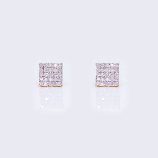 10K Iced Square 0.18ct Diamond Earrings