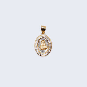 10K Gold Christ Face with Cubic Zirconia Stones Pendant Charm 10K Gold Christ Face with Cubic Zirconia Stones Pendant Charm