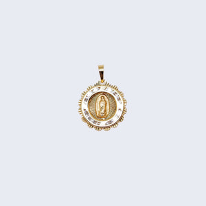 14K Gold Virgen de Guadalupe with Cubic Zirconia Stones Pendant Charm 14K Gold Virgen de Guadalupe with Cubic Zirconia Stones Pendant Charm