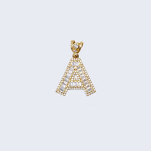 14K Gold Baguette Initial Alphabet Filled Letter “A” Pendant Charm 14K Gold Baguette Initial Alphabet Filled Letter “A” Pendant Charm