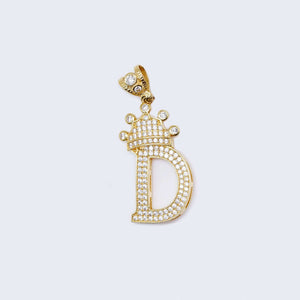 14K Gold Crowned Initial Alphabet Letter “D” Cubic Zirconia Stone Pendant Charm 14K Gold Crowned Initial Alphabet Letter “D” Cubic Zirconia Stone Pendant Charm