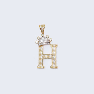 14K Gold Crowned Initial Alphabet Letter “H” Cubic Zirconia Stone Pendant Charm 14K Gold Crowned Initial Alphabet Letter “H” Cubic Zirconia Stone Pendant Charm