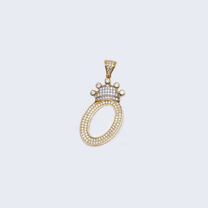 14K Gold Crowned Initial Alphabet Letter “O” Cubic Zirconia Stone Pendant Charm 14K Gold Crowned Initial Alphabet Letter “O” Cubic Zirconia Stone Pendant Charm