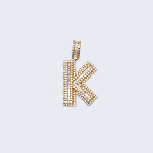 14K Gold Baguette Initial Alphabet Filled Letter “K" Pendant Charm 14K Gold Baguette Initial Alphabet Filled Letter “K" Pendant Charm