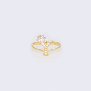 14K Ladies' Crown Initial Letter Ring "Y" 14K Ladies' Crown Initial Letter Ring "Y"