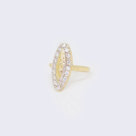 14K Oval 2-Tones Cubic Zirconia Ring