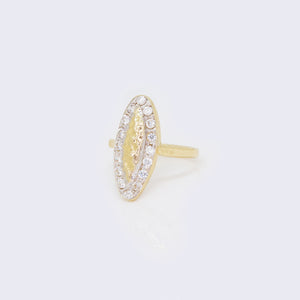14K Oval 2-Tones Cubic Zirconia Ring 14K Oval 2-Tones Cubic Zirconia Ring