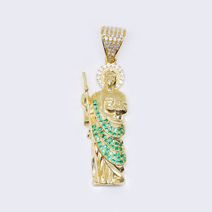 14K Saint Jude Thaddeus the Apostle Pendant with Green Cubic Zirconia 14K Saint Jude Thaddeus the Apostle Pendant with Green Cubic Zirconia