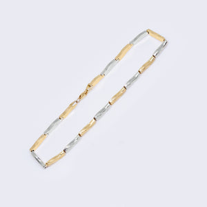 14K Dual Tone Carved Gold Chain Ankle Bracelet 14K Dual Tone Carved Gold Chain Ankle Bracelet