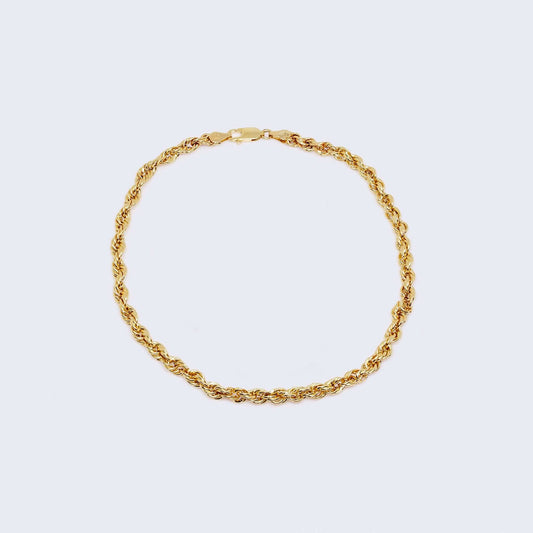 14K Gold Rope Style Link Ankle Bracelet
