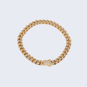 14K Yellow Gold Monaco Style Ankle Bracelet with Zirconia Stones 14K Yellow Gold Monaco Style Ankle Bracelet with Zirconia Stones