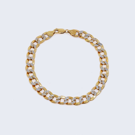 14K Two Tones Gold Hollow Cuban Style Link Ankle Bracelet