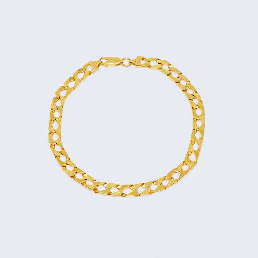 14K Yellow Square Curb Link Ankle Bracelet