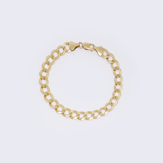 14K Cuban Chain Curb Link Diamond Cut Bracelet 8.25" 8mm
