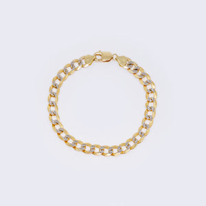 14K Cuban Chain Curb Link Diamond Cut Pave Two Tone Bracelet 9" 8mm 14K Cuban Chain Curb Link Diamond Cut Pave Two Tone Bracelet 9" 8mm