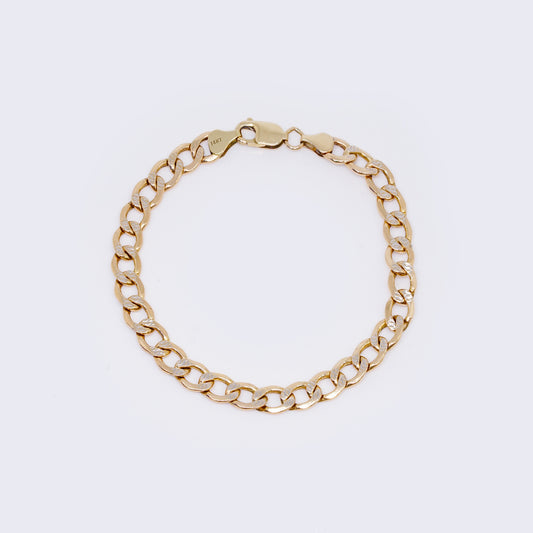 14K Cuban Curb Link Bracelet 7.5" 7mm