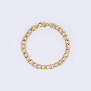 14K Cuban Chain Curb Link Diamond Cut Pave Two Tone Bracelet 8.25" 8mm 14K Cuban Chain Curb Link Diamond Cut Pave Two Tone Bracelet 8.25" 8mm