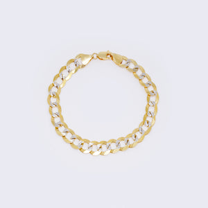 14K Cuban Chain Curb Link Diamond Cut Pave Two Tone Bracelet 8" 8mm 14K Cuban Chain Curb Link Diamond Cut Pave Two Tone Bracelet 8" 8mm