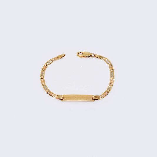 14K Three Tone Gold Name Plate Children Bracelet