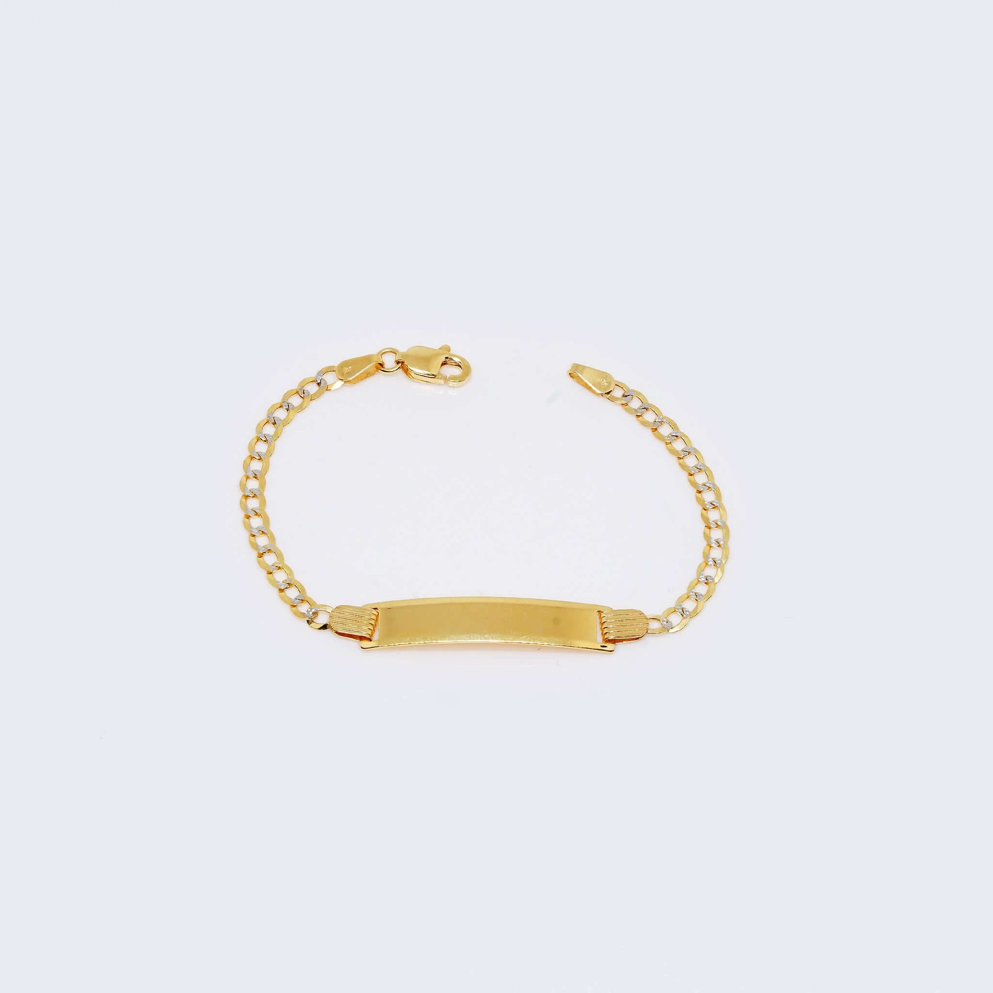 14K Two Tones Gold Name Plate Children Bracelet