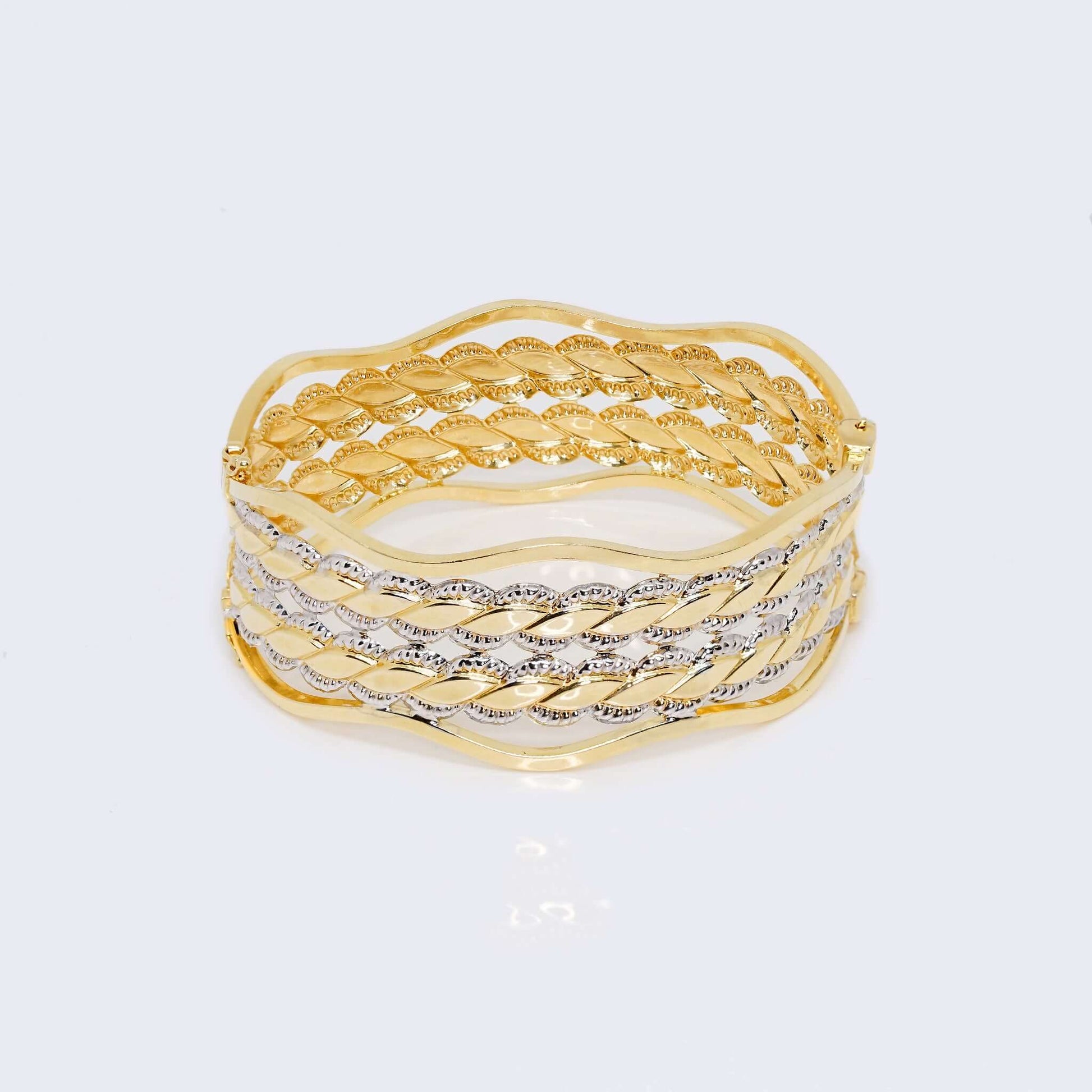 14K Two Tones Gold Vintage Monet Bangle Bracelet