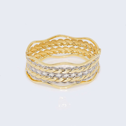 14K Two Tones Gold Vintage Monet Bangle Bracelet