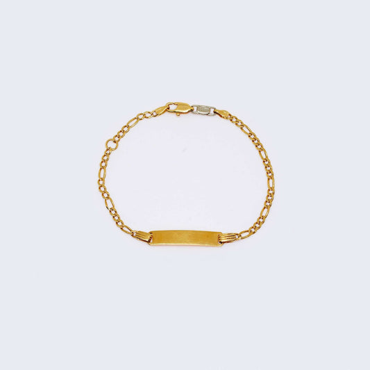 14K Yellow Gold Name Plate Children Bracelet