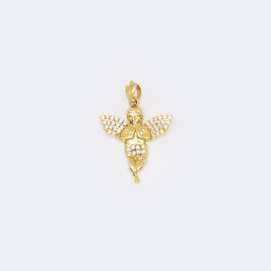 14K CZ Praying Angel Charm