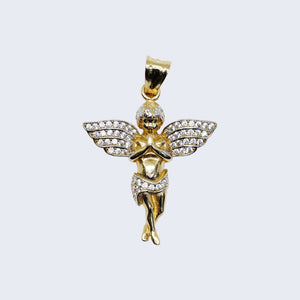 14K GOLD ANGEL CHARM PENDANT WITH Cubic Zirconia 14K GOLD ANGEL CHARM PENDANT WITH Cubic Zirconia