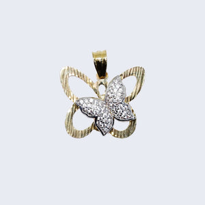 14K 2 BUTTERFLY IN ONE CHARM WITH WHITE Cubic Zirconia 14K 2 BUTTERFLY IN ONE CHARM WITH WHITE Cubic Zirconia