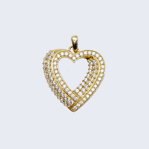 14K WHITE Cubic Zirconia HEART CHARM 14K WHITE Cubic Zirconia HEART CHARM
