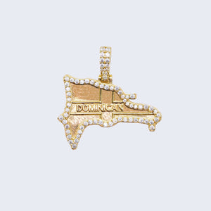 14K REPUBLICAN DOMINICANA WITH WITHE Cubic Zirconia CHARM 14K REPUBLICAN DOMINICANA WITH WITHE Cubic Zirconia CHARM