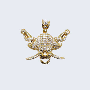 14K PIRATE SKELOTON FACE WITH WHITE Cubic Zirconia 14K PIRATE SKELOTON FACE WITH WHITE Cubic Zirconia