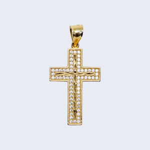 14K CROSS WITH WHITE CUBIC ZIRCONIA YELLOW 14K CROSS WITH WHITE CUBIC ZIRCONIA YELLOW