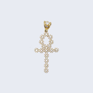 14K ANKOR CROSS WITH WHITE CUBIC ZIRCONIA 14K ANKOR CROSS WITH WHITE CUBIC ZIRCONIA