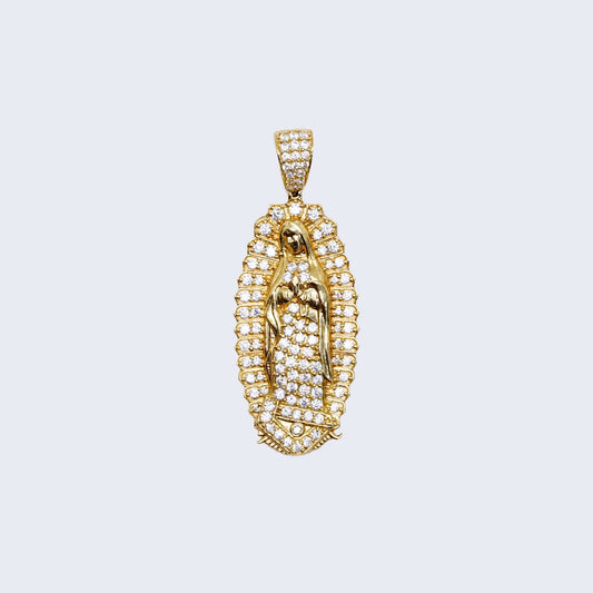 14K VIRGEN GUADALUPE WITH WHITE Cubic Zirconia CHARM