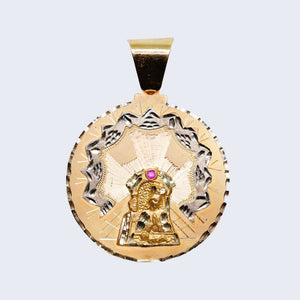 14K SAINT ALTAGRACIA SOLID YELLOW WITH WHITE GOLDWITH RED STONE 14K SAINT ALTAGRACIA SOLID YELLOW WITH WHITE GOLDWITH RED STONE