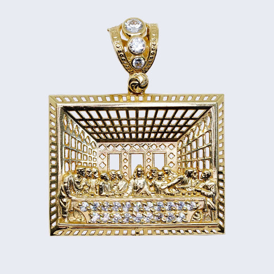 14K LAST SUPPER CHARM WITH WHITE Cubic Zirconia