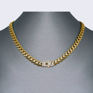 14K Monaco with Cubic Zirconia Link Chocker 18" 9mm 14K Monaco with Cubic Zirconia Link Chocker 18" 9mm