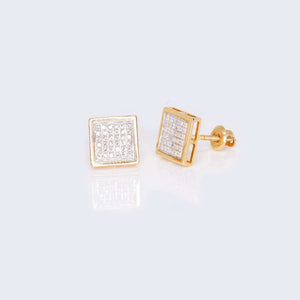 10K Yellow Gold Square Cushion Diamond Studs Earrings 10K Yellow Gold Square Cushion Diamond Studs Earrings