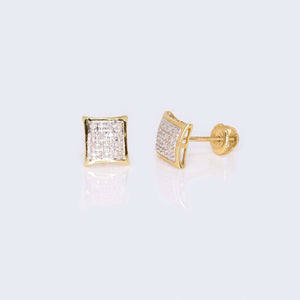 14K Yellow Gold Square Cushion Diamond Studs Earrings 14K Yellow Gold Square Cushion Diamond Studs Earrings