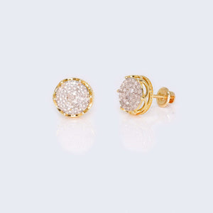 10K Yellow Gold Round Cushion Diamond Studs Earrings 10K Yellow Gold Round Cushion Diamond Studs Earrings