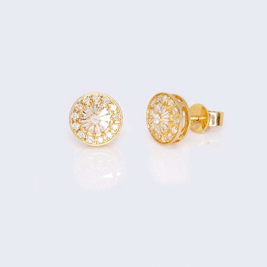 10K Yellow Gold Round Cushion Diamond Studs Earrings